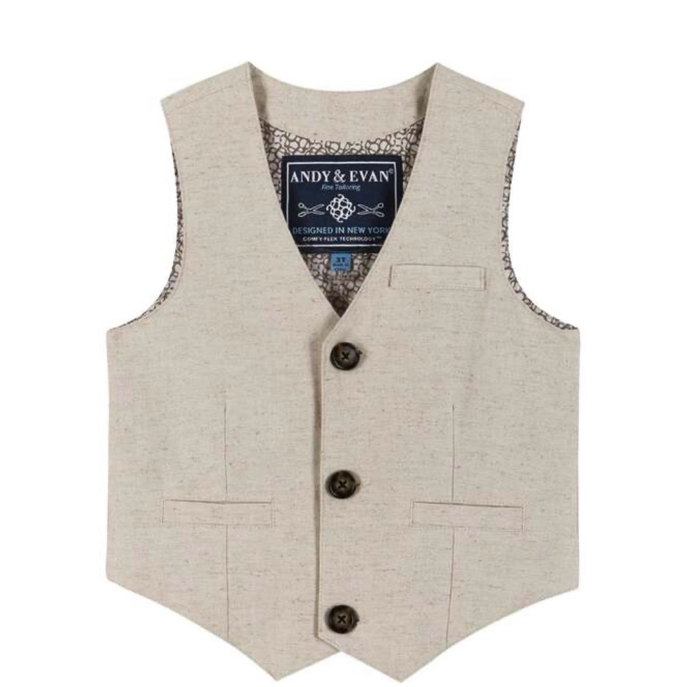 Andy & Evan Tan Formal Vest Linen-Like Texture